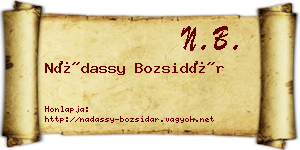 Nádassy Bozsidár névjegykártya